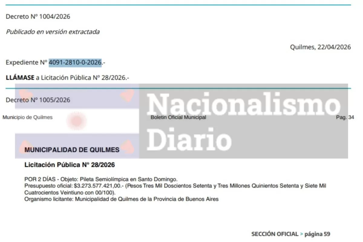 Eva Mieri compromete m&aacute;s de 3.200 millones para una pileta y Quilmes vuelve a quedar en el centro de la controversia