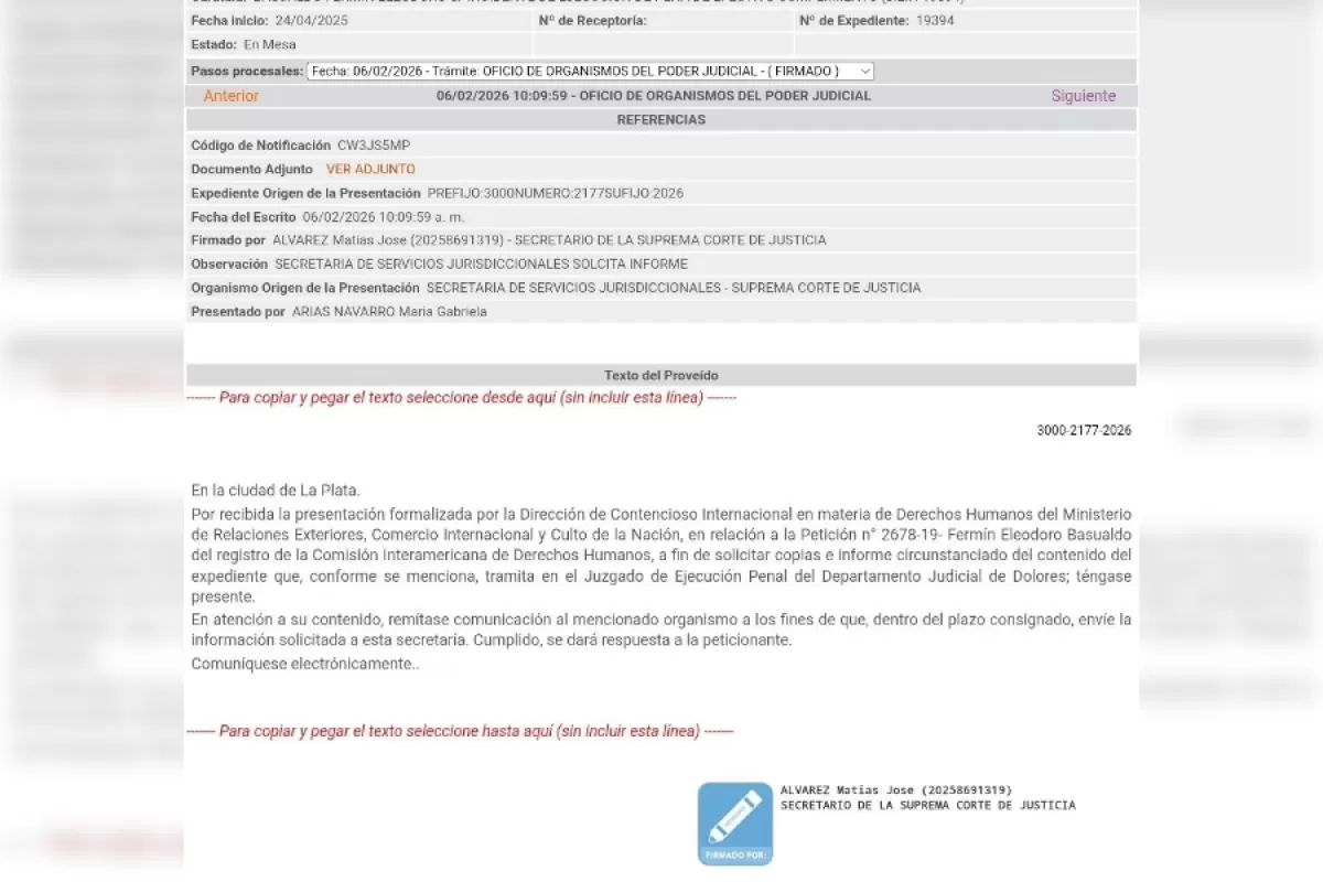 Intervenci&oacute;n del sistema interamericano motiv&oacute; que la Corte bonaerense solicite informes a Dolores