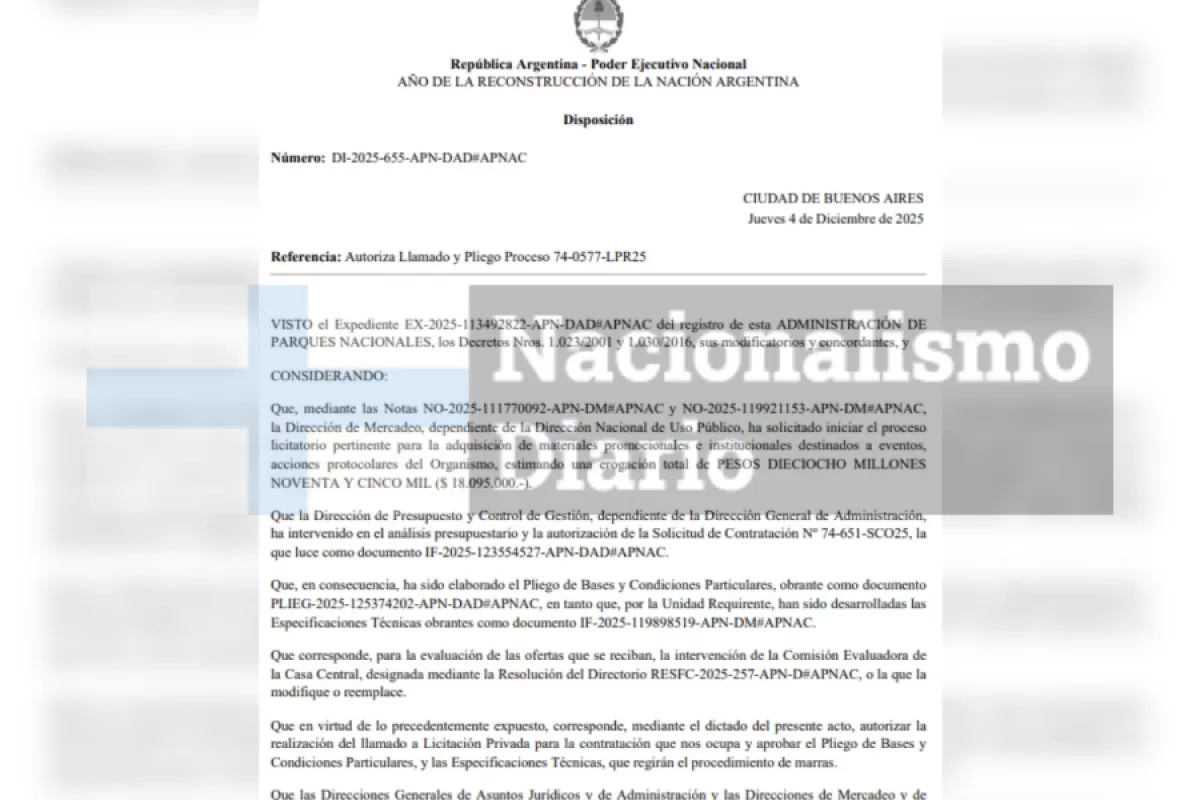Con la Patagonia ardiendo, la administraci&oacute;n libertaria destin&oacute; fondos a material promocional