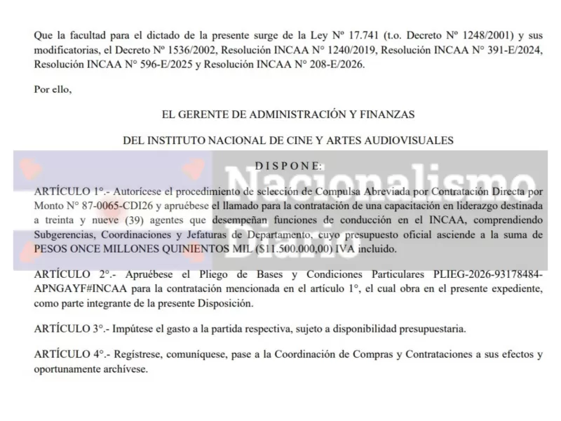 El Gobierno encuentra millones para talleres de liderazgo en el INCAA pese a su discurso contra el gasto estatal