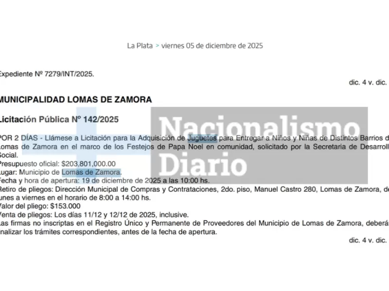 El desembolso millonario en juguetes volvi&oacute; a tensionar el clima pol&iacute;tico en Lomas de Zamora