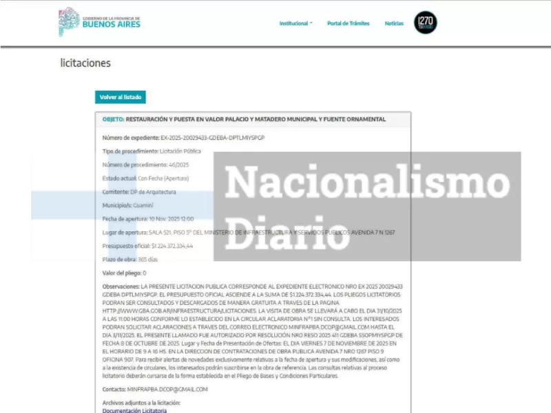 El gobierno de Axel Kicillof financiará una refacción multimillonaria en Guaminí, uno de los distritos más chicos de la Provincia