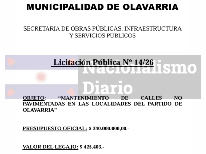 Wesner vuelve a invertir fuerte en Olavarr&iacute;a para reparar calles de tierra sin resolver el problema de fondo