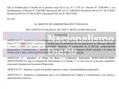El Gobierno encuentra millones para talleres de liderazgo en el INCAA pese a su discurso contra el gasto estatal